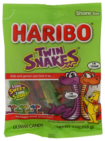 Haribo Twin Snakes Sweet & Sour Gummy Candy- 4oz Bag