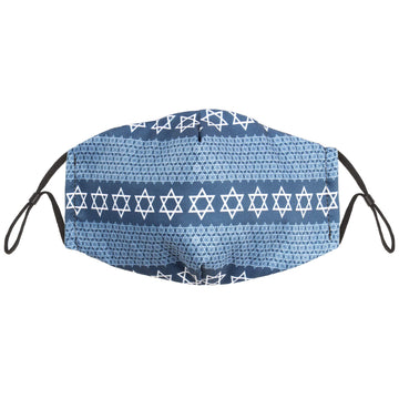 Hauntlook - Reusable Face Mask with Filter Pocket - Hanukkah - Hanukkah Sweater Holiday Mask - Cotton Fabric with Built in Pocket for Charcoal Filter (Not Included) - Adult - 1 Piece