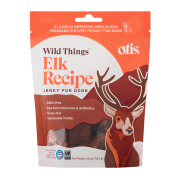 O.T.I.S. Wild Things Elk Recipe Jerky for Dogs – 4 oz – Soft Dog Treats with Elk as 1st Ingredient – GMO-Free – No Hormones or Artificial Colors or Additives