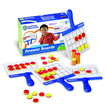 Learning Resources Magnetic Ten-Frame Answer Boards - Set of 4 with 100 Colorful Counters/Discs, Ages 5+ | Grades K+ Giant Magnetic Ten Frame Boards Set