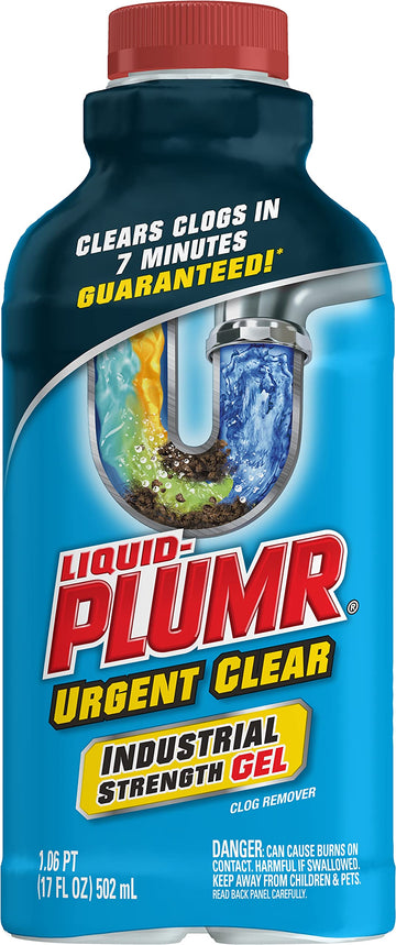 Liquid-Plumr Industrial Strength Urgent Clear, Liquid Drain Cleaner, 17 Ounces