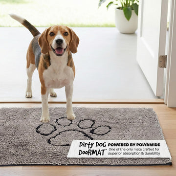 Dog Gone Smart Dirty Dog Doormat - Fast Drying Rug with Super Gripper Backing for Clean Floors - Super Absorbent and Machine Washable Mat for Muddy Paws - Grey