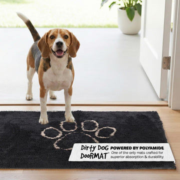 Dog Gone Smart Dirty Dog Doormat - Fast Drying Rug with Super Gripper Backing for Clean Floors - Super Absorbent and Machine Washable Mat for Muddy Paws - Black Hue