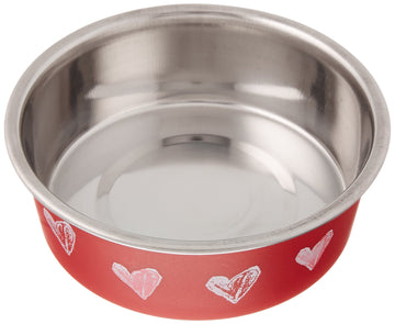 Loving Pets Bella Bowl Designer & Expressions, Dog Bowl, X-Small, Hearts Valentine, Red Extra Small