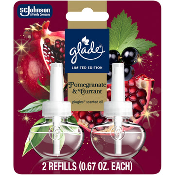 Glade PlugIns Refills Air Freshener, Pomegranate & Currant, Scented and Essential Oils for Home and Bathroom, 0.67 Fl Oz, 2 Count