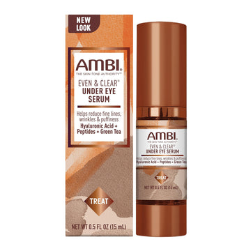 Ambi Even & Clear Under Eye Serum for All Skin Types; Anti Aging Formula features Peptides, Hyaluronic Acid, and Vitamin A to help Reduce Fine Lines, Wrinkles, and Dark Circles, 0.5 Ounce