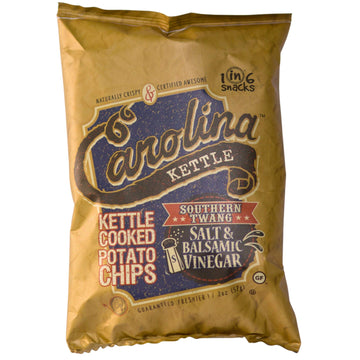 Carolina Kettle Kettle Cooked Potato Chips, Southern Twang Salt & Vinegar, Snack Size, 2 Oz