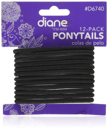 Diane D6740 Black Ponytails Hair Ties - 12 Pack