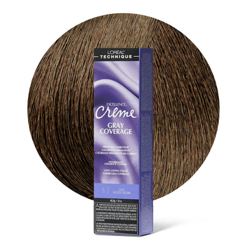 L'Oréal Technique Excellence Crème Permanent Hair Color - Long-Lasting Hair Dye, Rich Formula With No-Drip Application, Superb Gray Coverage, Golden Brown