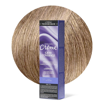 L'Oréal Technique Excellence Crème Permanent Hair Color - Long-Lasting Hair Dye, Rich Formula With No-Drip Application, Superb Gray Coverage, Ash Blonde