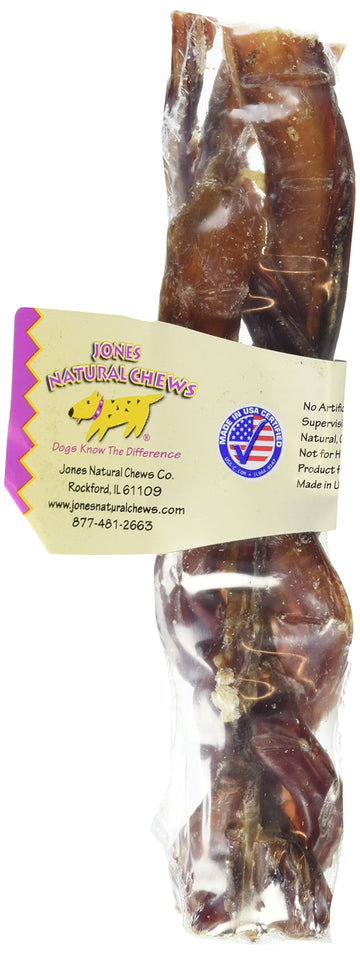 Jones Natural Chews Bully Braided Stick Dog Treat
