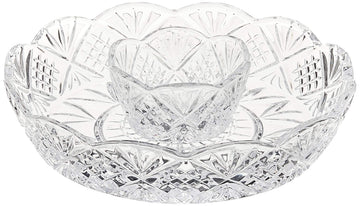 Godinger Crystal Appetizer Serving Platter for Parties Chips and Dip or Snacks Hosting Plate,Silver