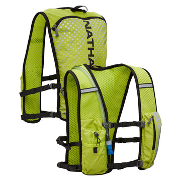 Nathan Hypernight QuickStart 2.0 4 Liter Hydration Pack w/ 1.5L Bladder, Reflective to Be Seen at Night, Front Water Bottle Pockets, Moisture Wicking, Unisex