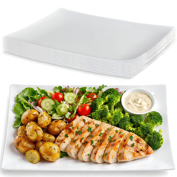 Lillian 9 X 6-7/8 Inch Rectangular Plastic Plates, 10 Count, Pearl (35990)