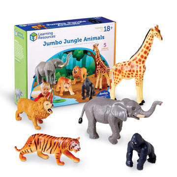 Learning Resources Jumbo Jungle Animals, Animal Toys for Kids, Safari Animals, 5 Pieces, Ages 18 months+