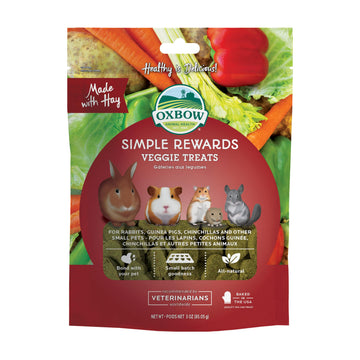 Oxbow Animal Health Simple Rewards Veggie Treats, Carrots & Bell Pepper Guinea Pig & Bunny Treats, Pet Snack for Rabbit & Guinea Pig, Made with Oxbow Hay, Alfalfa for Rabbit, 3 oz Bag