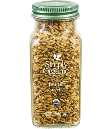 Simply Organic Whole Fennel Seed, 1,90 oz, Mild Sweet Flavor, Aromatic, Reminiscent of Licorice, Kosher