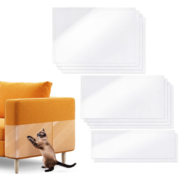MiMu Cat Furniture Protector Tape Deterrent Sheets - 10pk Plastic Anti Cat Scratch Furniture Protectors for Sofa Couch
