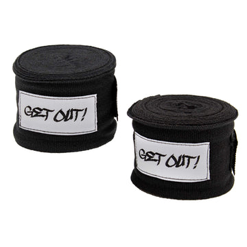 Get Out! Boxing Wraps Pair in Black 180in Hand Wrap Boxing Support Wrist Wraps Training or Fitness Kickboxing Hand Wraps