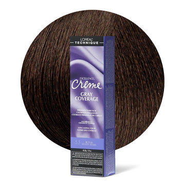 L'Oréal Technique Excellence Crème Permanent Hair Color - Long-Lasting Hair Dye, Rich Formula With No-Drip Application, Superb Gray Coverage, Medium Gold Brown