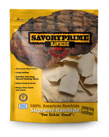 Savory Prime 459 Rawhide Chips Natural 2"x6" Bag Dog Treats, 1lb