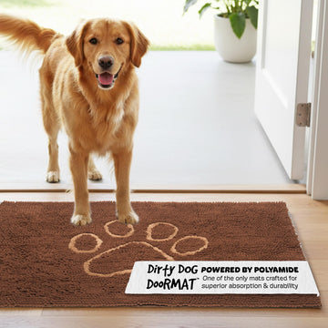 Dog Gone Smart Dirty Dog Doormat - Fast Drying Rug with Super Gripper Backing for Clean Floors - Super Absorbent and Machine Washable Mat for Muddy Paws - Mocha