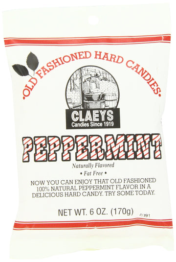 Claey's Natural Peppermint Drops, 6-Ounce Packages (Pack of 12)