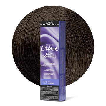 L'Oréal Technique Excellence Crème Permanent Hair Color - Long-Lasting Hair Dye, Rich Formula With No-Drip Application, Superb Gray Coverage, Medium Ash Brown