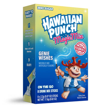 Hawaiian Punch Genie Wishes Magic Mix, On-The-Go, Zero Sugar Drink Mix Packets, 8 pack
