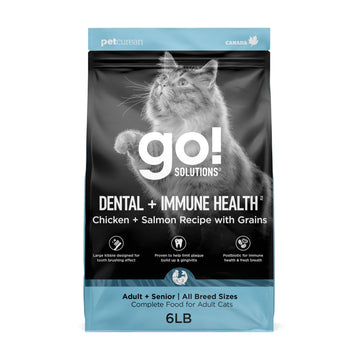 Go! Solutions Dental + Immune Health Chicken + Salmon Recipe with Grains for Cats, 6lb Bag