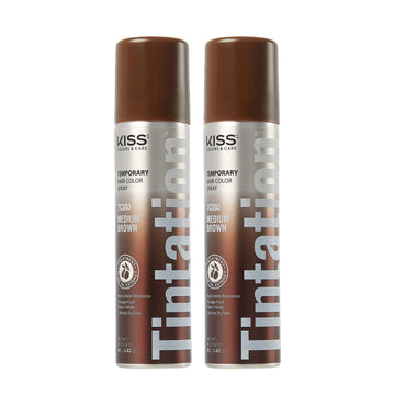 Kiss Tintation Temporary Color Spray Medium Brown 2.82 Ounce (Pack of 2)