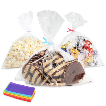 Lot45 Small Clear Treat Bags with Ties 200-Pack - Clear Cookie Bags, Treat Pouch Bag, Small Bakery Bag - 6x9 Inch