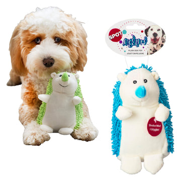 SPOT Gigglers Hedgehog Dog Toy with Giggle Sound | Textured, Plush Shake and Wiggle Hedgehog Giggle Toy for Small and Medium Dog Breeds, Assorted Colors