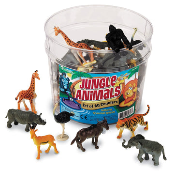 Learning Resources Jungle Animal Counters, Educational Counting and Sorting Toy, Classroom Desk Pets, Plastic Animal Figurines, Jungle Animals, Set of 60, Ages 3+