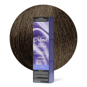 L'Oréal Technique Excellence Crème Permanent Hair Color - Long-Lasting Hair Dye, Rich Formula With No-Drip Application, Superb Gray Coverage, Lt Ash Brown