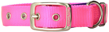 Hamilton Double Thick Nylon Deluxe Dog Collar, 1-Inch by 20-Inch, Hot Pink
