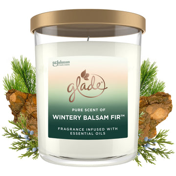 Glade Candle Jar, Large Candle Infused with Essential Oils, Air Freshener for Home Decor, Wintery Balsam Fir, 16oz