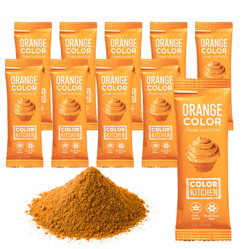 ColorKitchen ORANGE Concentrated Food Coloring (10 Packets) – Natural Powder, Plant-based Colors For Frosting, Icing and Healthy Baking | Artificial Dye-free | Gluten-free | Non-GMO | Vegan | Food