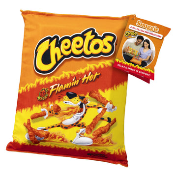 Snuggie 2-in-1 Pillow and Snack Tray- Flamin' Hot Cheetos Washable Couch Cup Holder for Kids & Adults, Lap Cushion, Tray for the Car, Bed, Desk