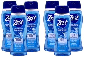 Zest Body Wash - Enriched with Sea Minerals - Invigorating Scent - Hydrating Body Soap - Suitable for All Skin Types - Ocean Breeze - 6 pc