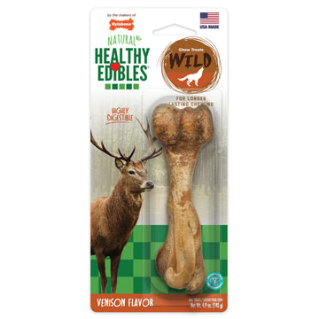 Nylabone Healthy Edibles WILD Natural Longer-Lasting Chew Treats, Venison Flavor, Large Dogs Up to 50 lbs - Made in USA (1 Count)