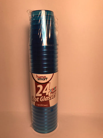 Color Plastic Shot Glass (24 count, Blue) 1 oz