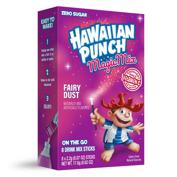 Hawaiian Punch Fairy Dust Magic Mix, On-The-Go, Zero Sugar Drink Mix Packets, 8 pack
