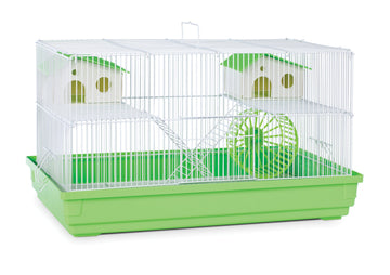 Prevue Pet Products Hamster and Gerbil Cage - Small Indoor Habitat with Platforms, Ladders, Hideaways & Exercise Wheel, Ideal for Mice, Hamsters, Gerbils, & Small Pets, Easy Snap-Off Base - Green