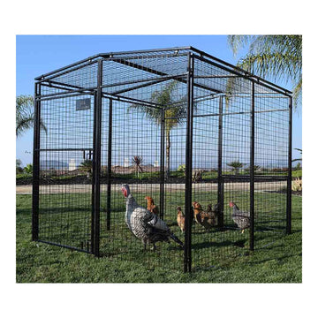 Rugged Ranch Products 6.3 Foot Welded Wire Universal Walk In Coop Style Pen with Double Latch Entry and Removable Knock Out Panel for Small Animals