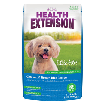 Health Extension Little Bites Dry Dog Food for Toy and Small Breeds, Chicken & Brown Rice Recipe, with Probiotics & Superfoods for Digestion & Coat Health, 10 lb Bag