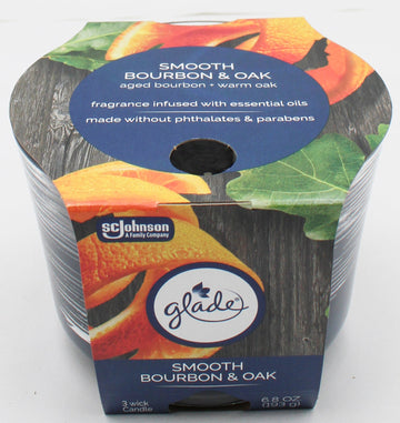 GLADE 3-WICK CANDLE SMOOTH BOURBON + OAK 6.8oz US