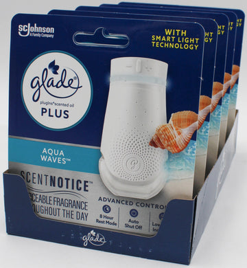 GLADE PLUGINS SMART LIGHT WARMER + 1 REFILL AQUA WAVES 0.67floz US
