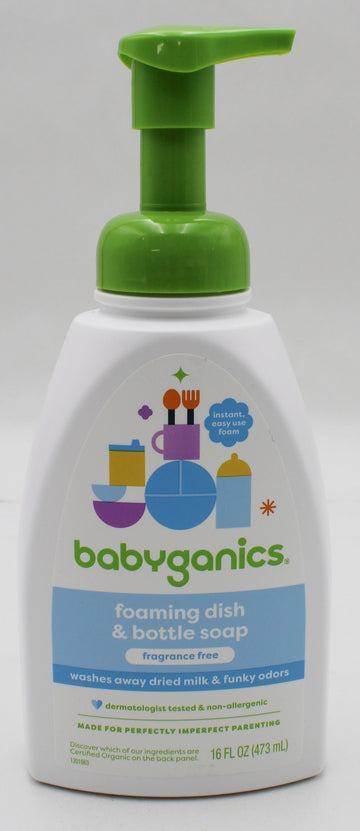 BABYGANICS FOAMING DISH SOAP FRAGRANCE FREE 16oz US.