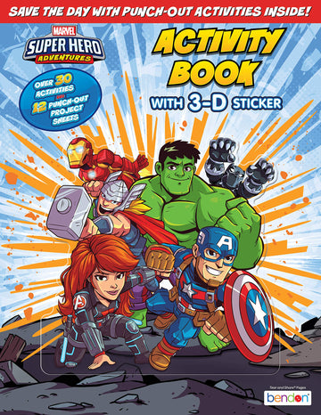 Marvel Super Hero Adventures Sticker Book and Character Activity Book with 3-D Sticker 48509 Bendon